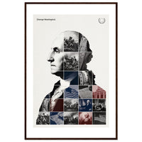 Wooden framed poster of George Washington, ready to hang.