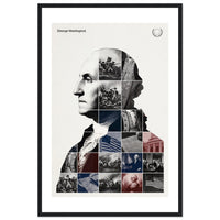 Wooden framed poster of George Washington, ready to hang.