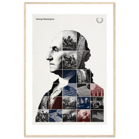 Wooden framed poster of George Washington, ready to hang.