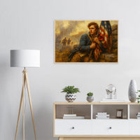 Framed print of patriots holding the line for freedom, ready to hang.