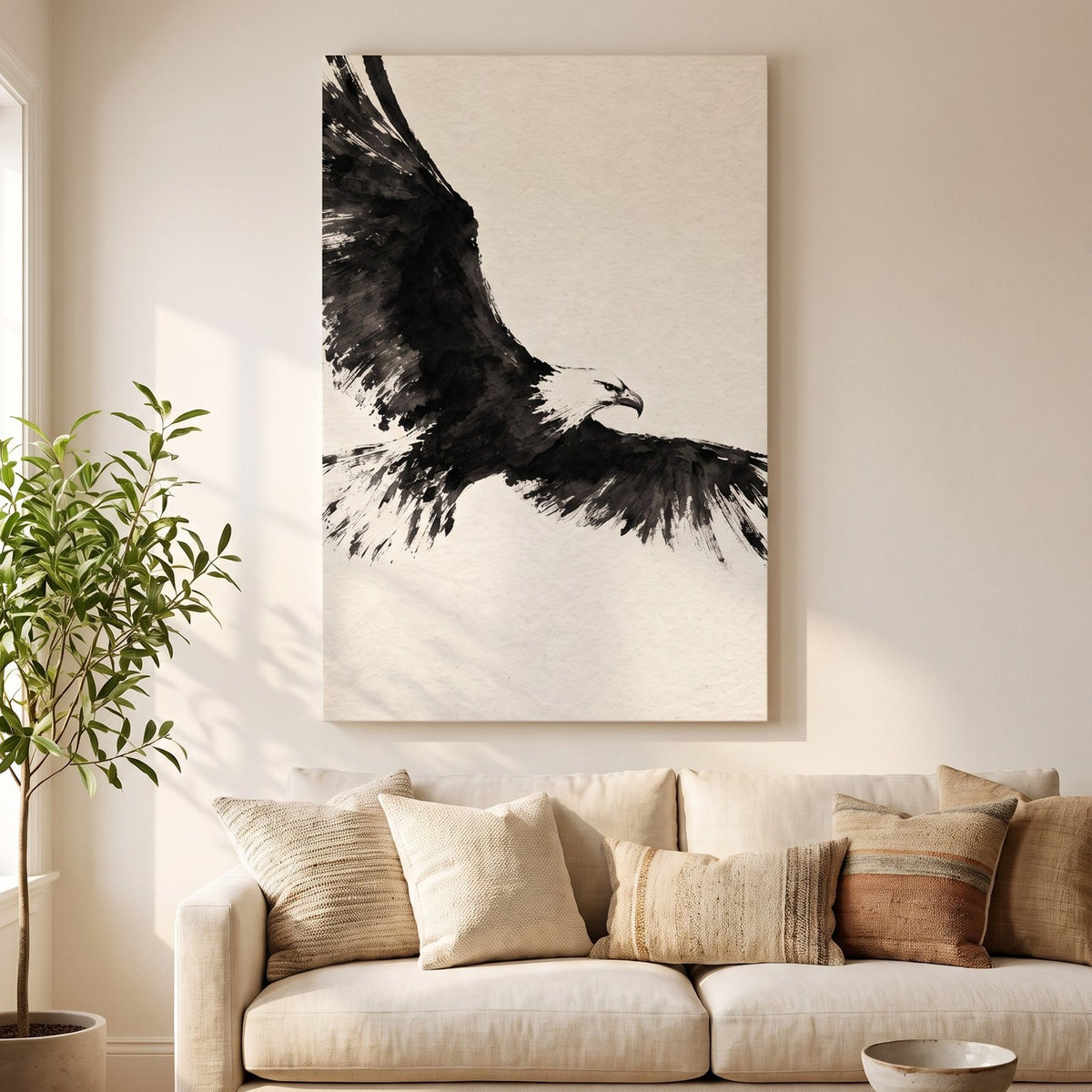 Ink Wing canvas in a living room