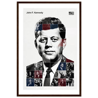 Wooden framed poster of John F. Kennedy, ready to hang.