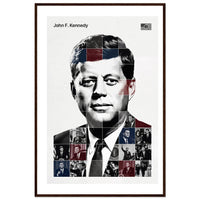 Wooden framed poster of John F. Kennedy, ready to hang.