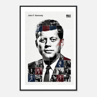 Wooden framed poster of John F. Kennedy, ready to hang.