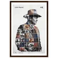 Wooden framed poster of John Wayne, ready to hang.