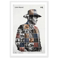 Wooden framed poster of John Wayne, ready to hang.