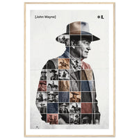 Wooden framed poster of John Wayne, ready to hang.
