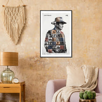 Wooden framed poster of John Wayne, ready to hang.