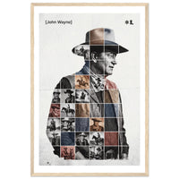 Wooden framed poster of John Wayne, ready to hang.