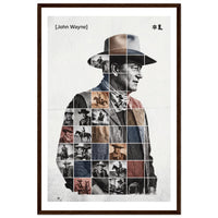 Wooden framed poster of John Wayne, ready to hang.