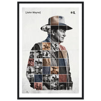 Wooden framed poster of John Wayne, ready to hang.