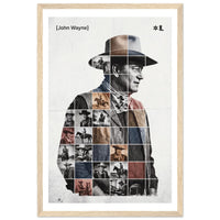 Wooden framed poster of John Wayne, ready to hang.