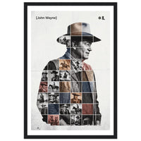 Wooden framed poster of John Wayne, ready to hang.
