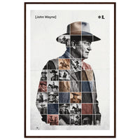 Wooden framed poster of John Wayne, ready to hang.