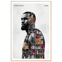 Wooden framed poster of LeBron James, ready to hang.