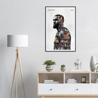 Wooden framed poster of LeBron James, ready to hang.