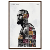 Wooden framed poster of LeBron James, ready to hang.