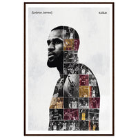 Wooden framed poster of LeBron James, ready to hang.