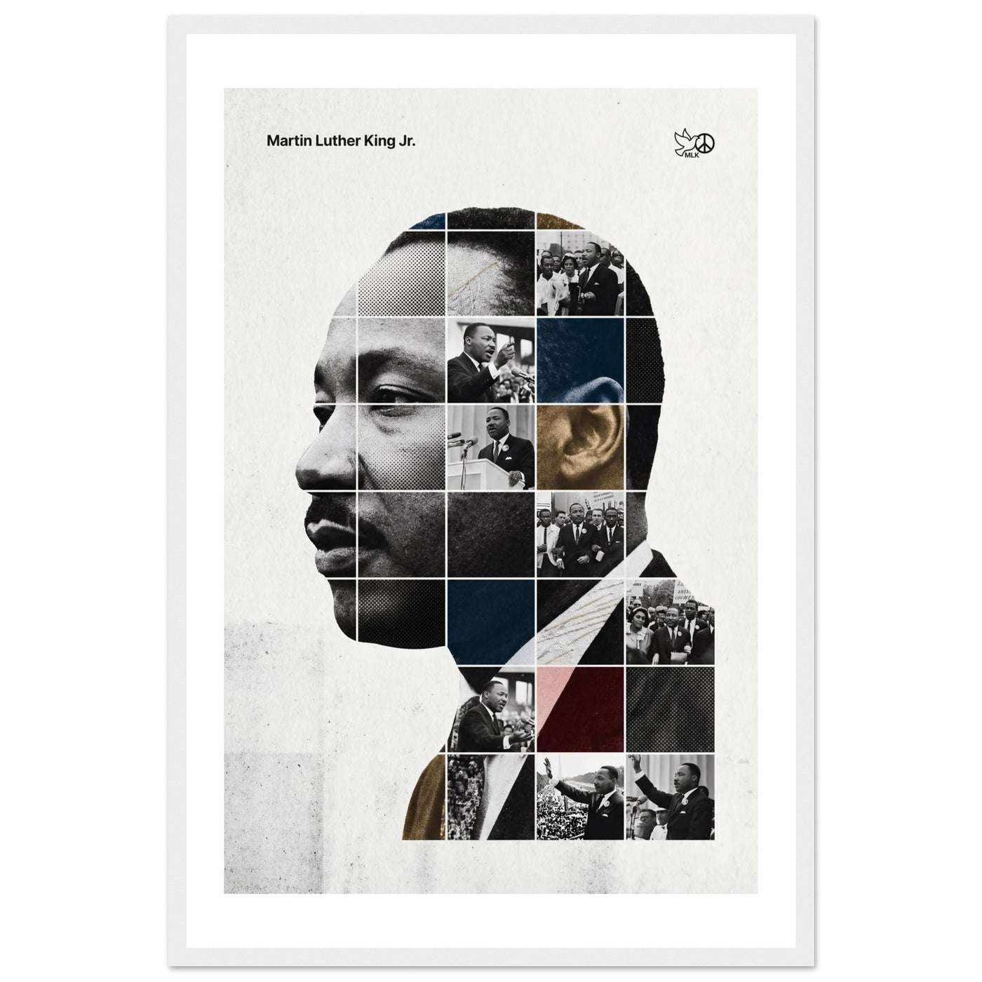 Wooden framed poster of Martin Luther King Jr., ready to hang.