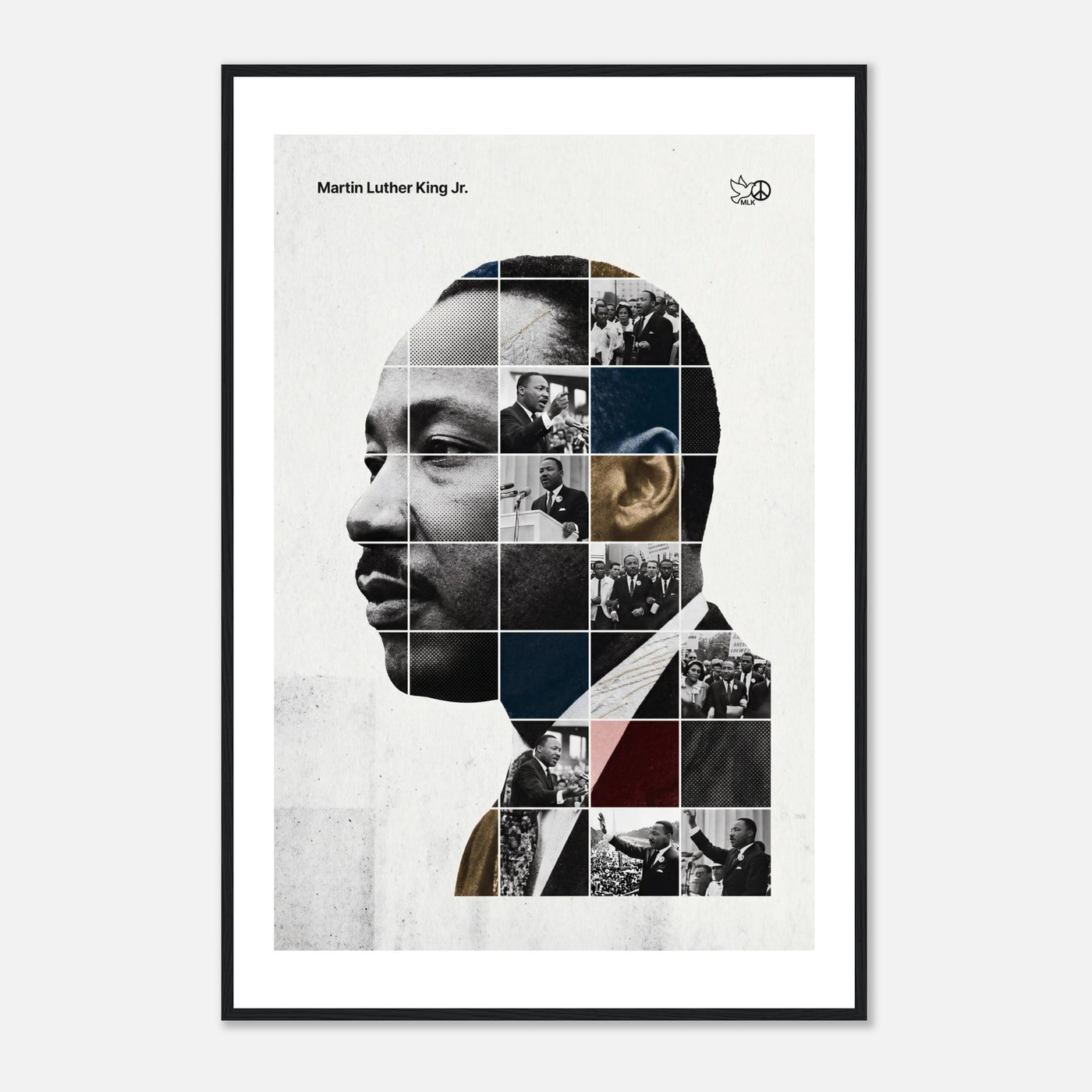 Wooden framed poster of Martin Luther King Jr., ready to hang.