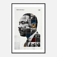 Wooden framed poster of Martin Luther King Jr., ready to hang.