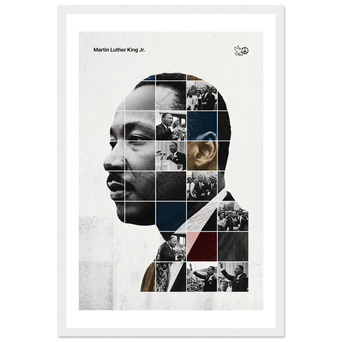 Wooden framed poster of Martin Luther King Jr., ready to hang.