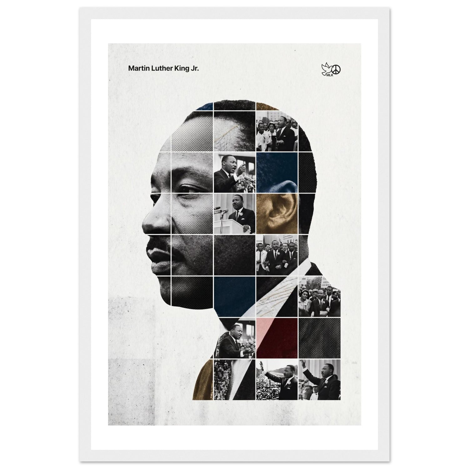 Wooden framed poster of Martin Luther King Jr., ready to hang.