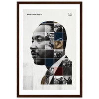 Wooden framed poster of Martin Luther King Jr., ready to hang.