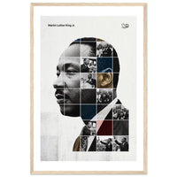 Wooden framed poster of Martin Luther King Jr., ready to hang.