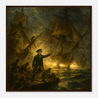 Framed print of the naval battle of the Bonhomme Richard, ready to hang.