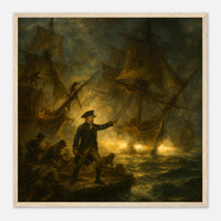 Framed print of the naval battle of the Bonhomme Richard, ready to hang.