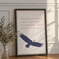 One Generation Away framed print leaning against a white paneled wall