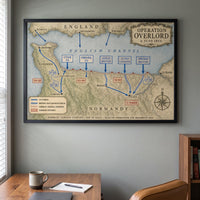 Operation Overlord — Map framed print in a home office