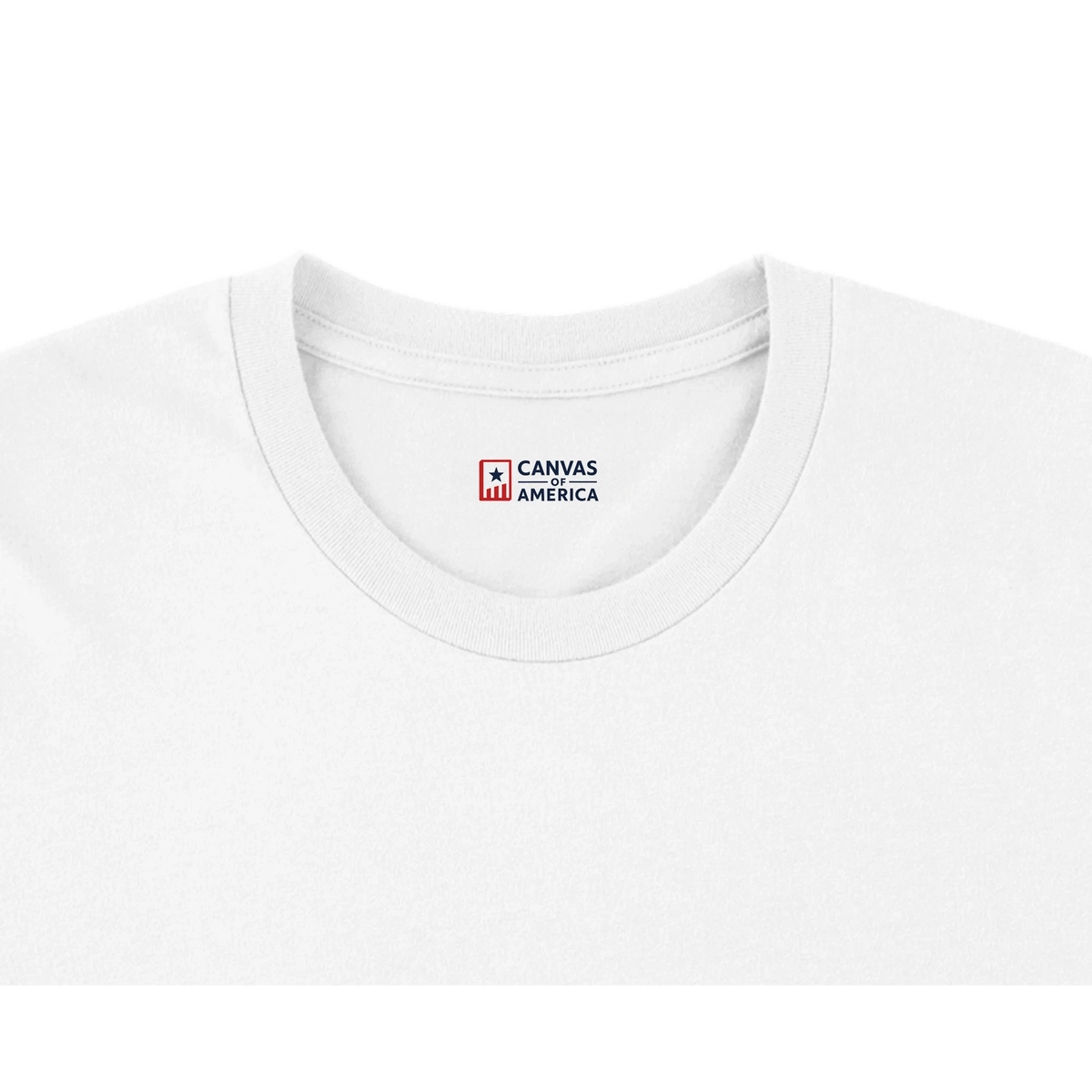 Patriots T-Shirt - Stand Proud — T-shirt of a white t-shirt with a saluting soldier and flag graphic reading Stand Proud America Strong