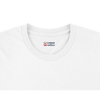 Patriots T-Shirt - Stand Proud — T-shirt of a white t-shirt with a saluting soldier and flag graphic reading Stand Proud America Strong