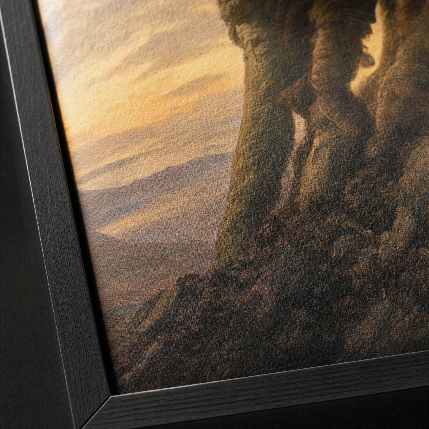 Close-up of the matte museum fine-art paper surface showing fine grain and a non-reflective finish.