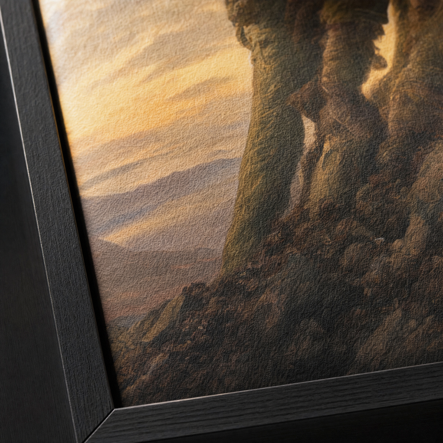 Close-up of the matte museum fine-art paper surface showing fine grain and a non-reflective finish.