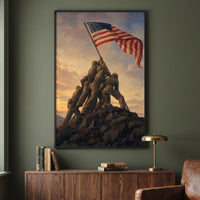 Raising the Flag on Iwo Jima framed print in a den