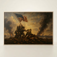 Raising the Flag on Iwo Jima WWII canvas art print — framed wall art view 1 | Canvas of America