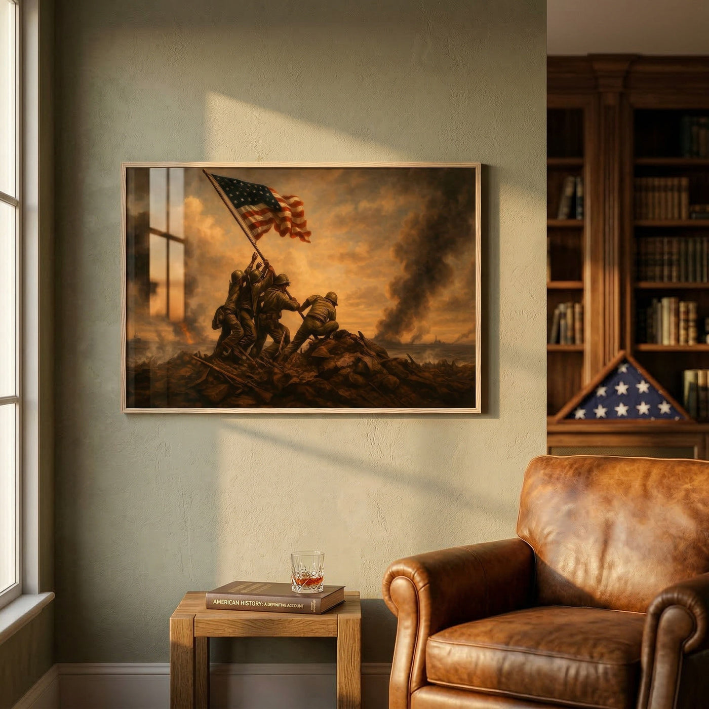 Raising the Flag on Iwo Jima WWII canvas art print — framed wall art view 3 | Canvas of America