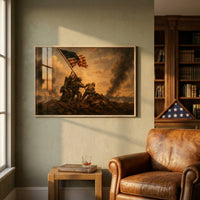 Raising the Flag on Iwo Jima WWII canvas art print — framed wall art view 3 | Canvas of America