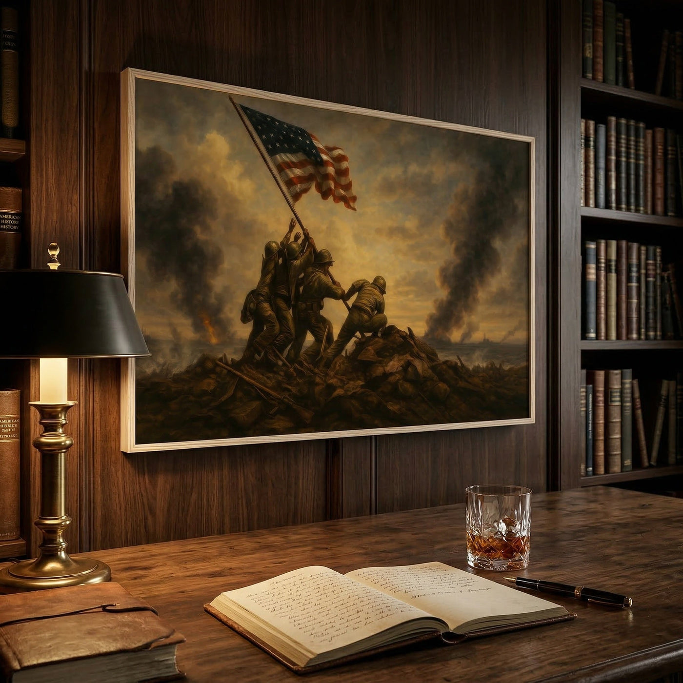 Raising the Flag on Iwo Jima WWII canvas art print — framed wall art view 5 | Canvas of America