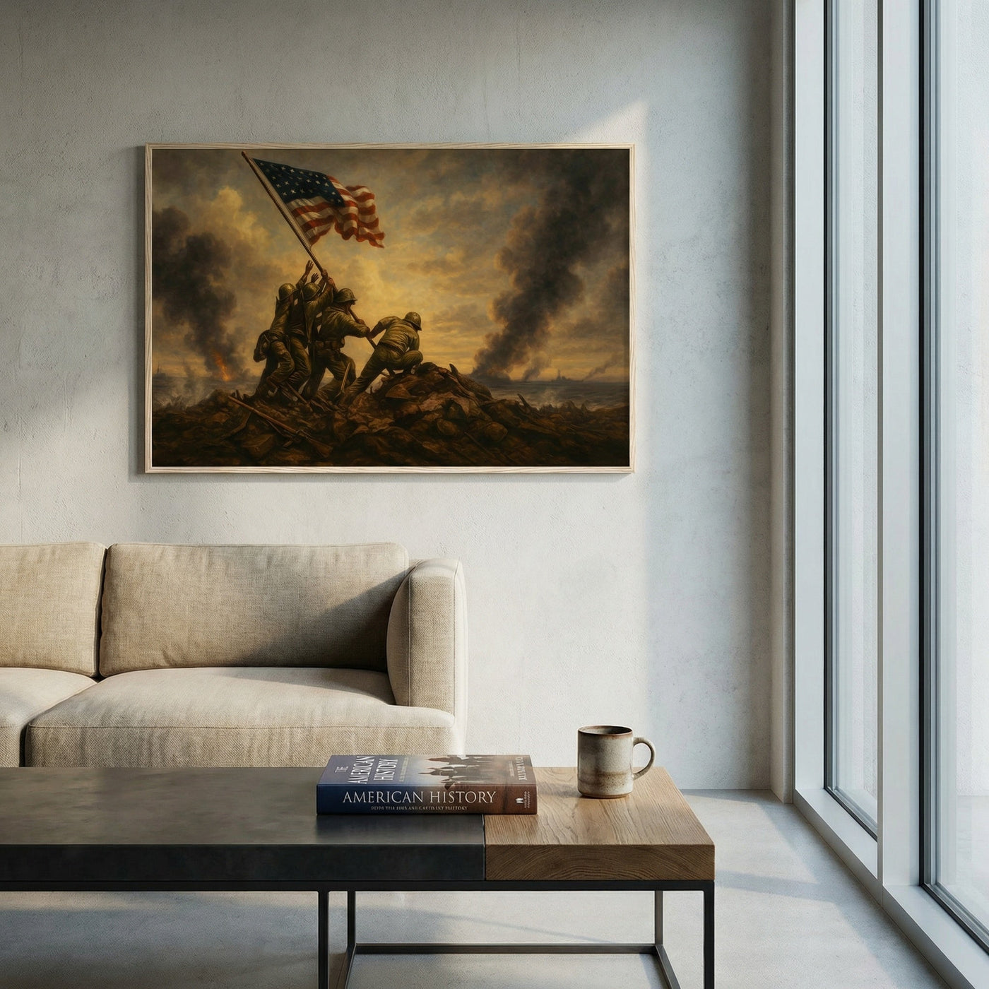 Raising the Flag on Iwo Jima WWII canvas art print — framed wall art view 6 | Canvas of America
