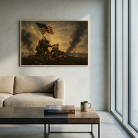 Raising the Flag on Iwo Jima WWII canvas art print — framed wall art view 6 | Canvas of America