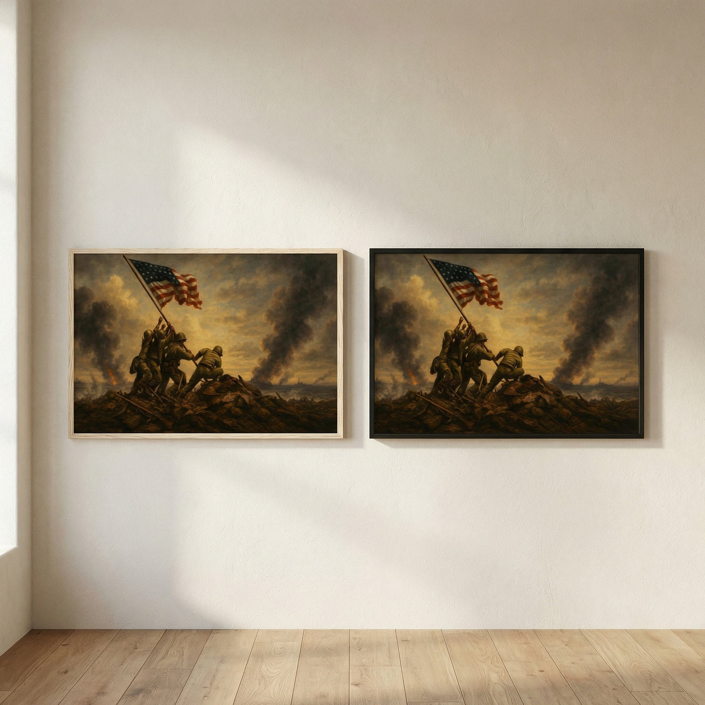 Raising the Flag on Iwo Jima WWII canvas art print — framed wall art view 7 | Canvas of America