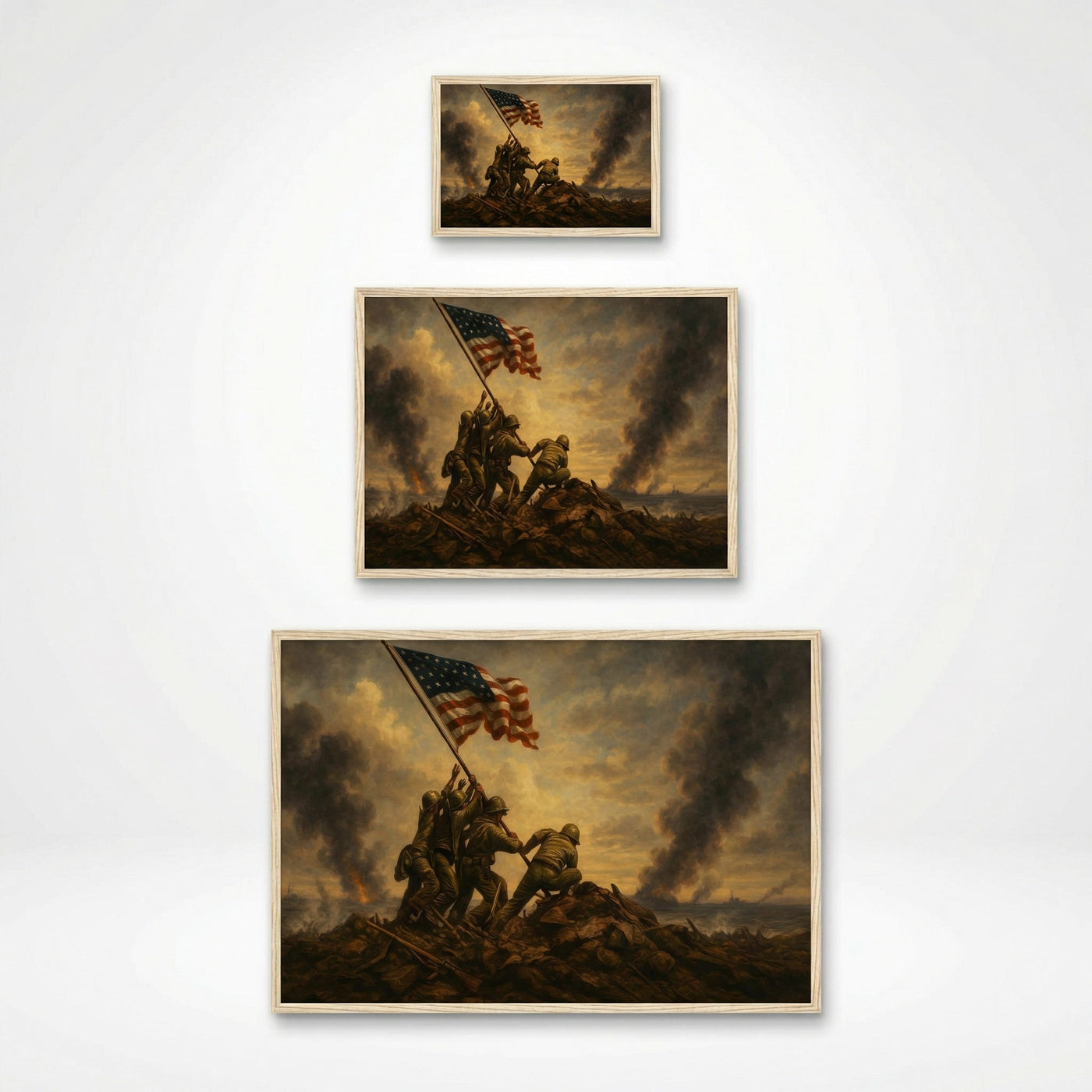 Raising the Flag on Iwo Jima WWII canvas art print — framed wall art view 8 | Canvas of America