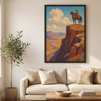 Rider on the Range framed print in a living room
