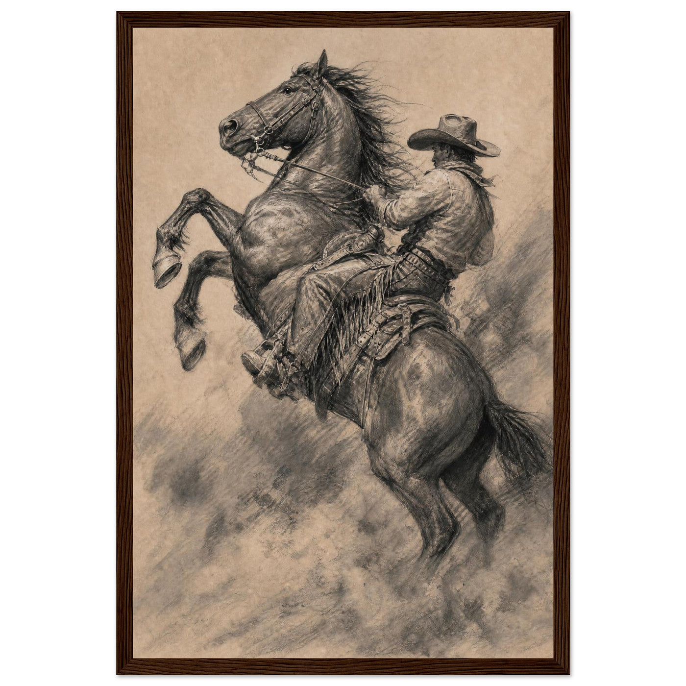 The Rodeo Rider — Dark wood frame