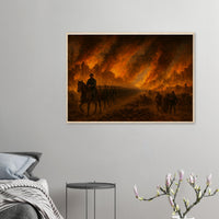 Framed print of Sherman's March through burning Atlanta, ready to hang.