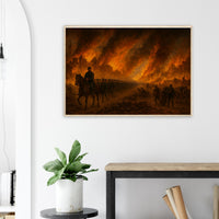 Framed print of Sherman's March through burning Atlanta, ready to hang.